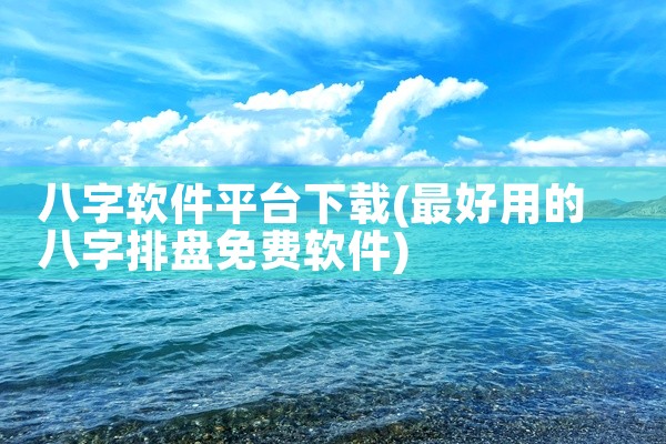 八字软件平台下载